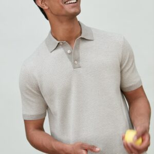 Mens Lightweight Cotton Two Tone Polo Shirt