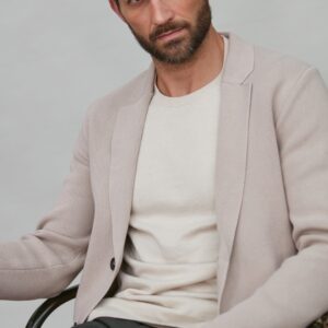 Mens Midweight Cotton Deconstructed Knitted Blazer