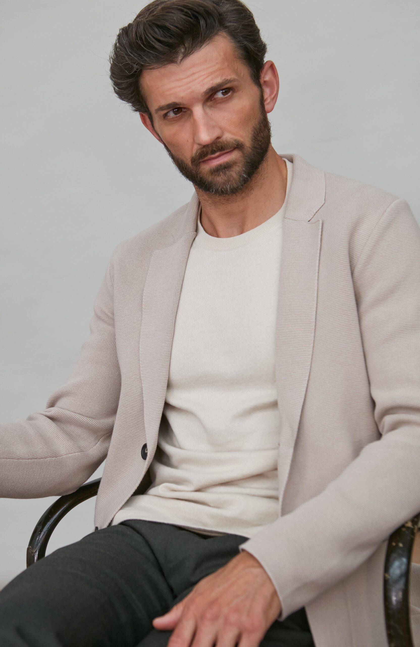 Mens Midweight Cotton Deconstructed Knitted Blazer