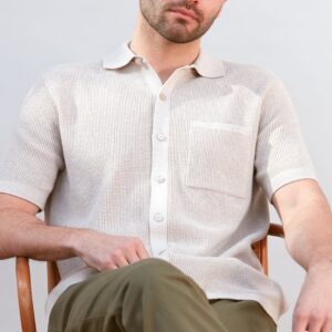 Mens Lightweight Cotton Waffle Knit Shirt